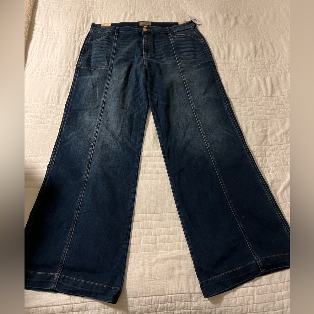 NWT Kut from the Kloth High Rise Jodi Wide Leg Dark Blue Flare Jeans- Size 18